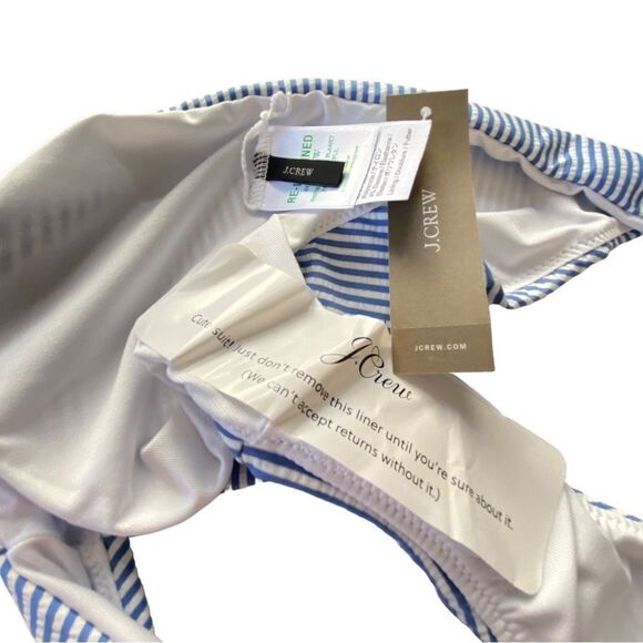 J Crew Blue White Seersucker Hipster Bikini Bottom Sz M NWT - Picture 9 of 16